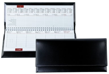 Tischquerkalender (auswechselbar) für 2026 - Cambridge Top Grain Leder schwarz